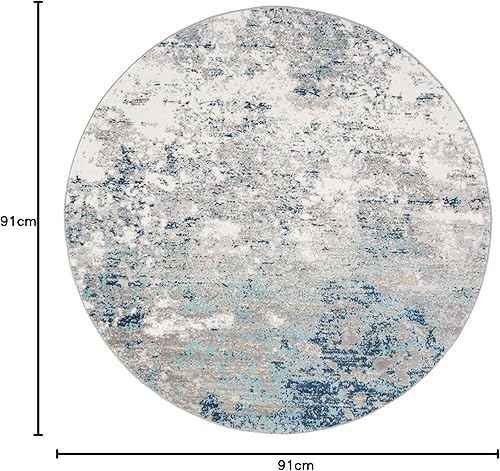 Miniatura 206 de SAFAVIEH Brentwood Collection - Alfombra de área de 9 x 12 pies, gris claro y azul, diseño abstracto moderno, no desprende pelusa y de fácil azul