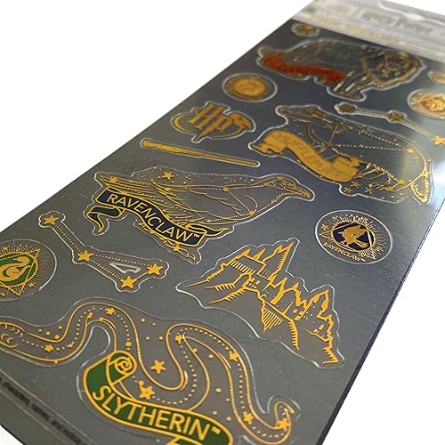 Miniatura 5 de Paper House Productions Harry Potter Hogwarts House Crests - Juego de 8 hojas de calcomanías con efecto esmaltado brillante