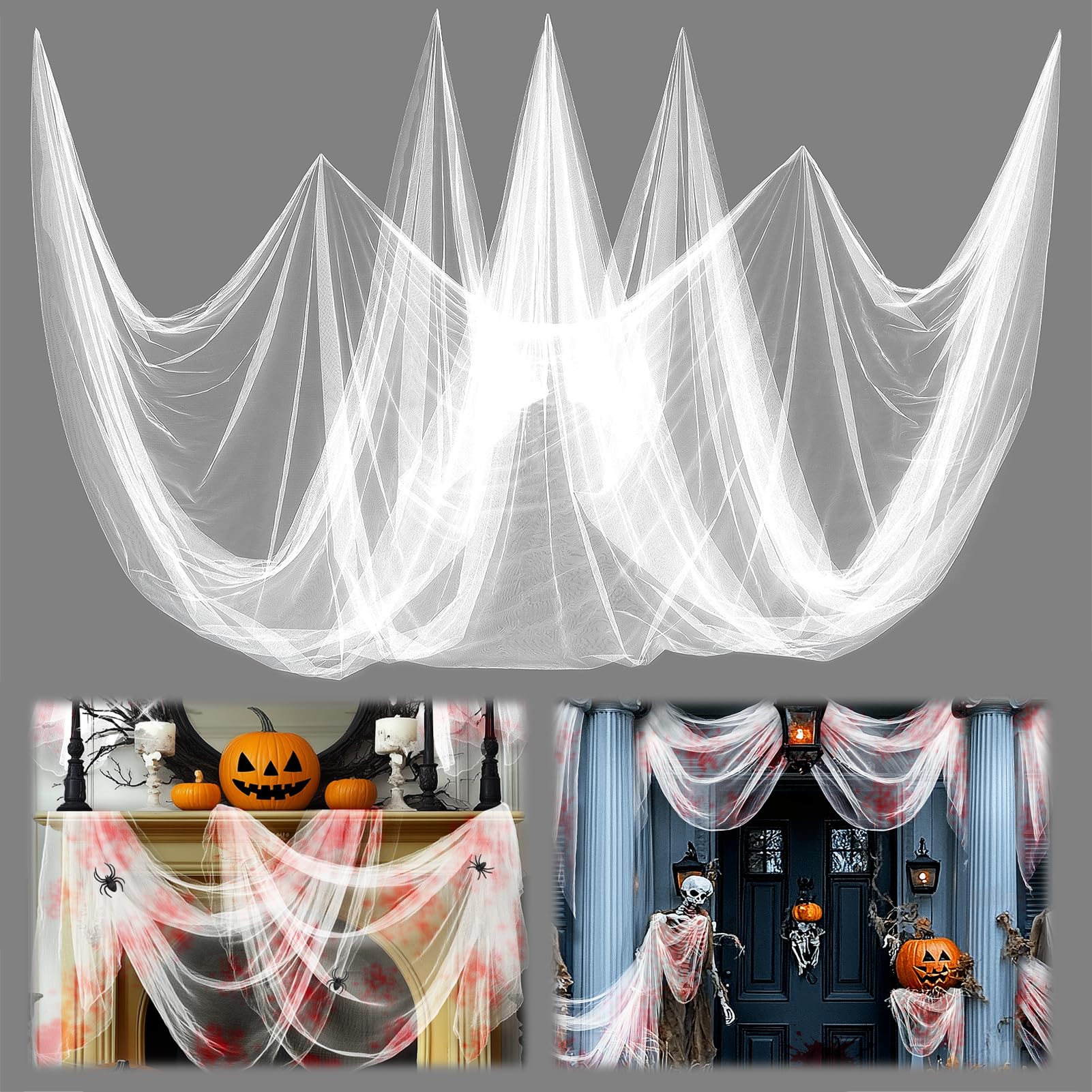 2Pcs 33x10ft Mesh Mosquito Net, Also for Halloween White Gauze Cloth