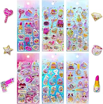178 Shining Glitter 3D Stickers for Kids 12 Puffy Sticker Sheets for Toddlers, Boys, Girls, Teachers, Rewards, Scrapbooking, Journals, Crafts & Party Favors