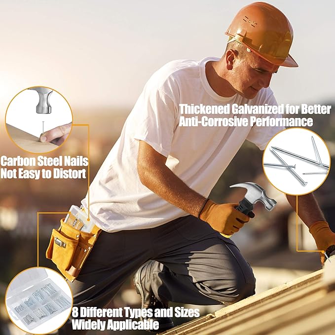 DIY Home Decor Kit: 700 Small Nails + Mini Hammer for Hanging Pictures & Wall Art!