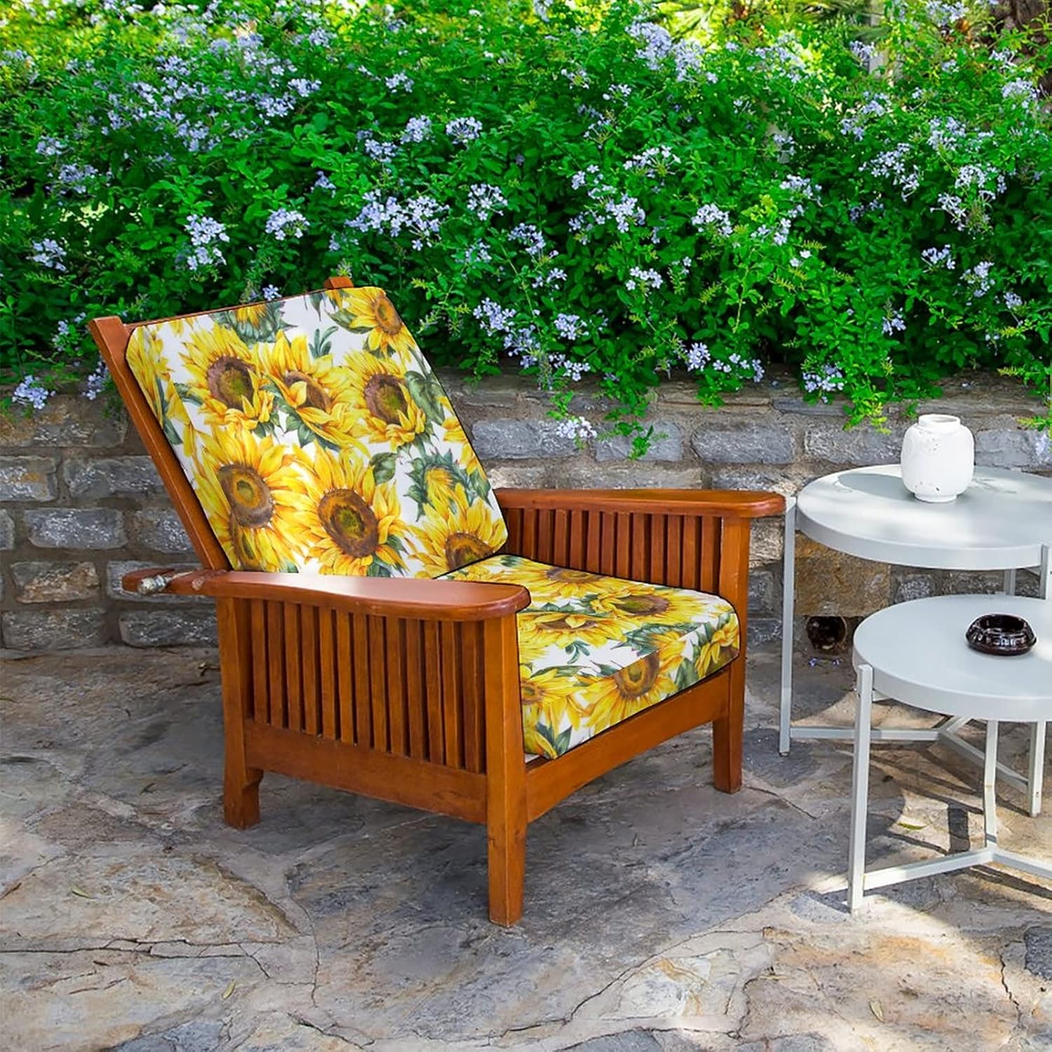 Patio Cushion Covers 4 Pack Outdoor Deep Seat Patio Chair Cushion Cover Water Resistant Patio Cushion Slipcover Replacement 22x20x4 Inches (Sunflower)