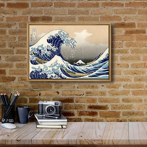 Miniatura 3 de Wieco Art Arte enmarcado Gran ola de Kanagawa Katsushika Hokusai Giclée impresiones en lienzo de arte de pared, pinturas abstractas de paisaje