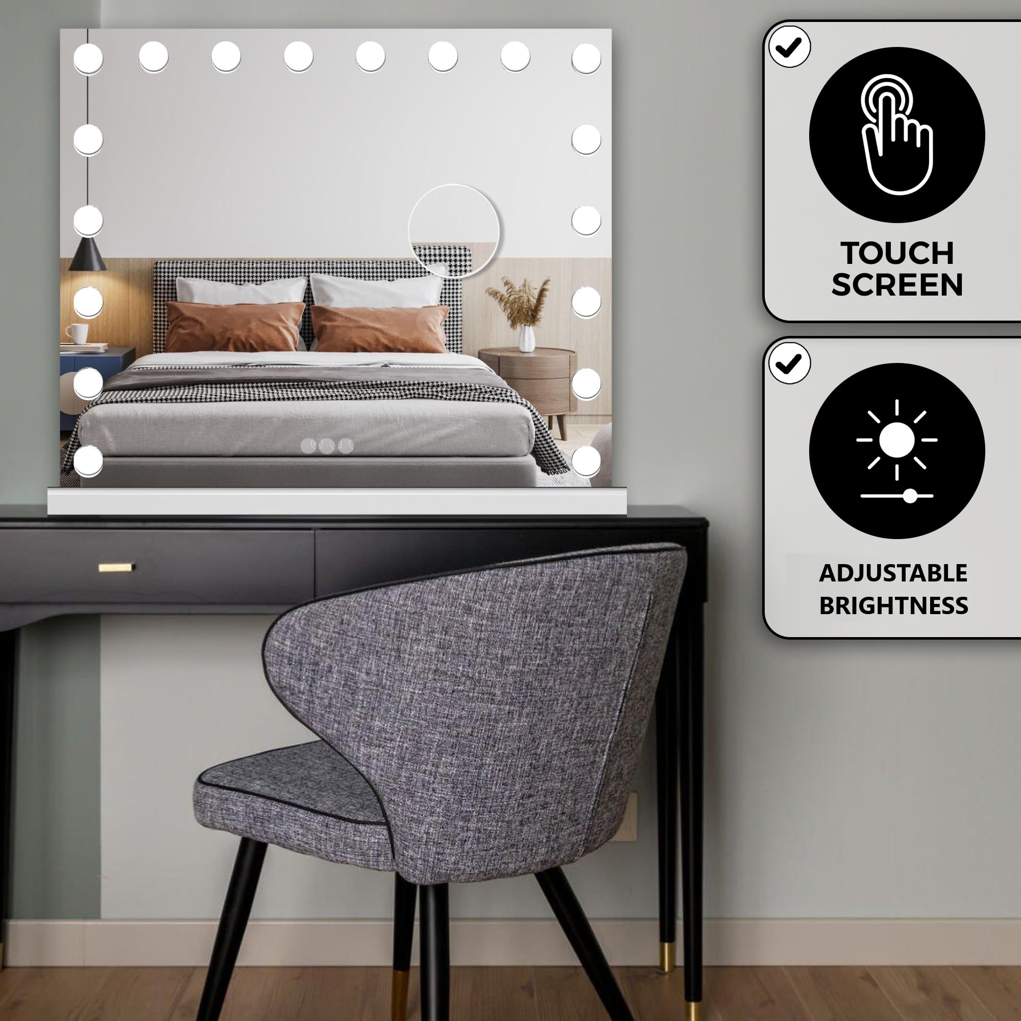 Hollywood spiegel 60 x 80 cm - Wit | Bekijk alle make-up spiegels Hollywood spiegel 60 x 80 cm - Wit | Bekijk alle make-up spiegels