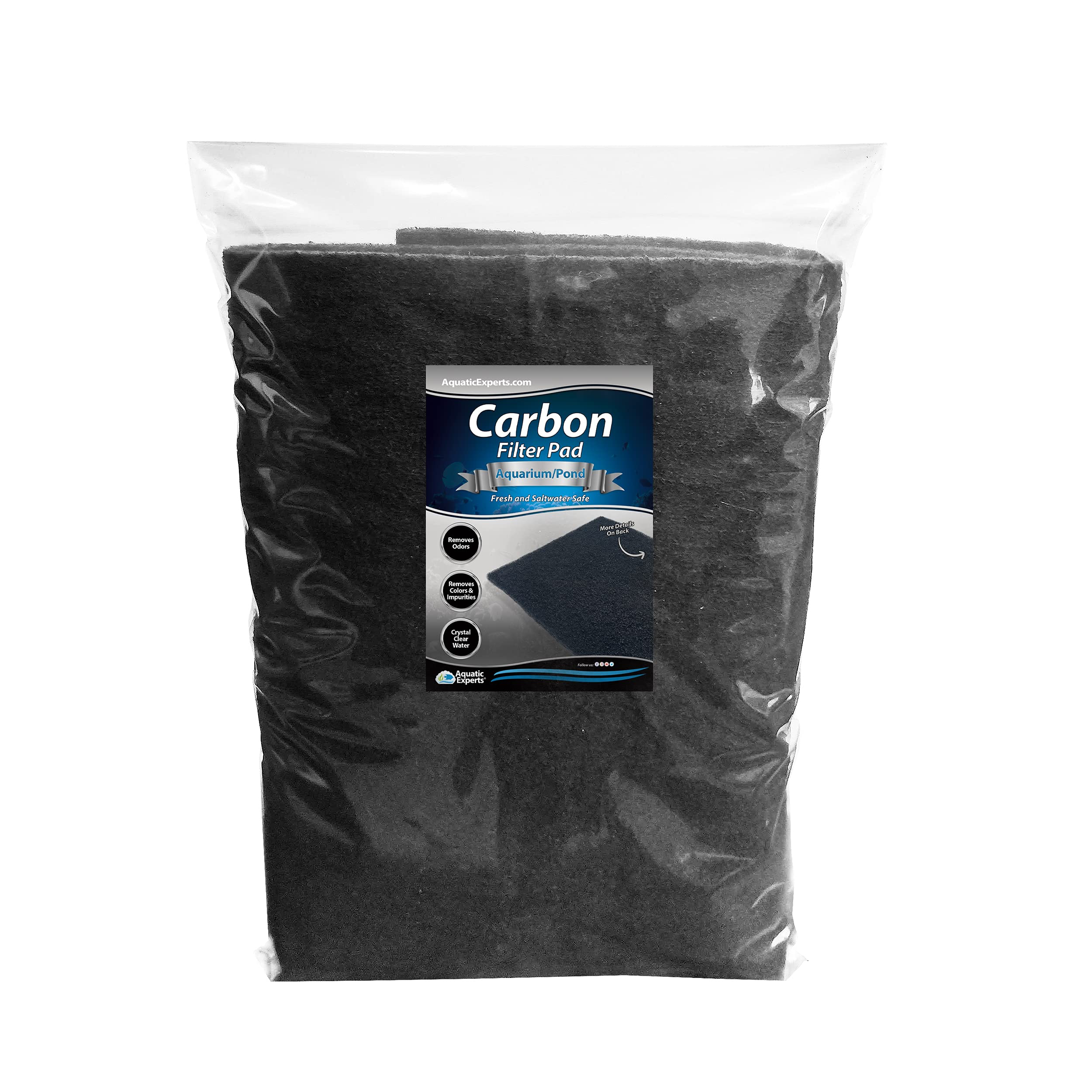 Aquarium Carbon Pad - Cut to Fit Carbon Infused Filter Pad Media for Crystal Clear Fish Tank and Ponds (18 Inch Width, 36 Inch Long)