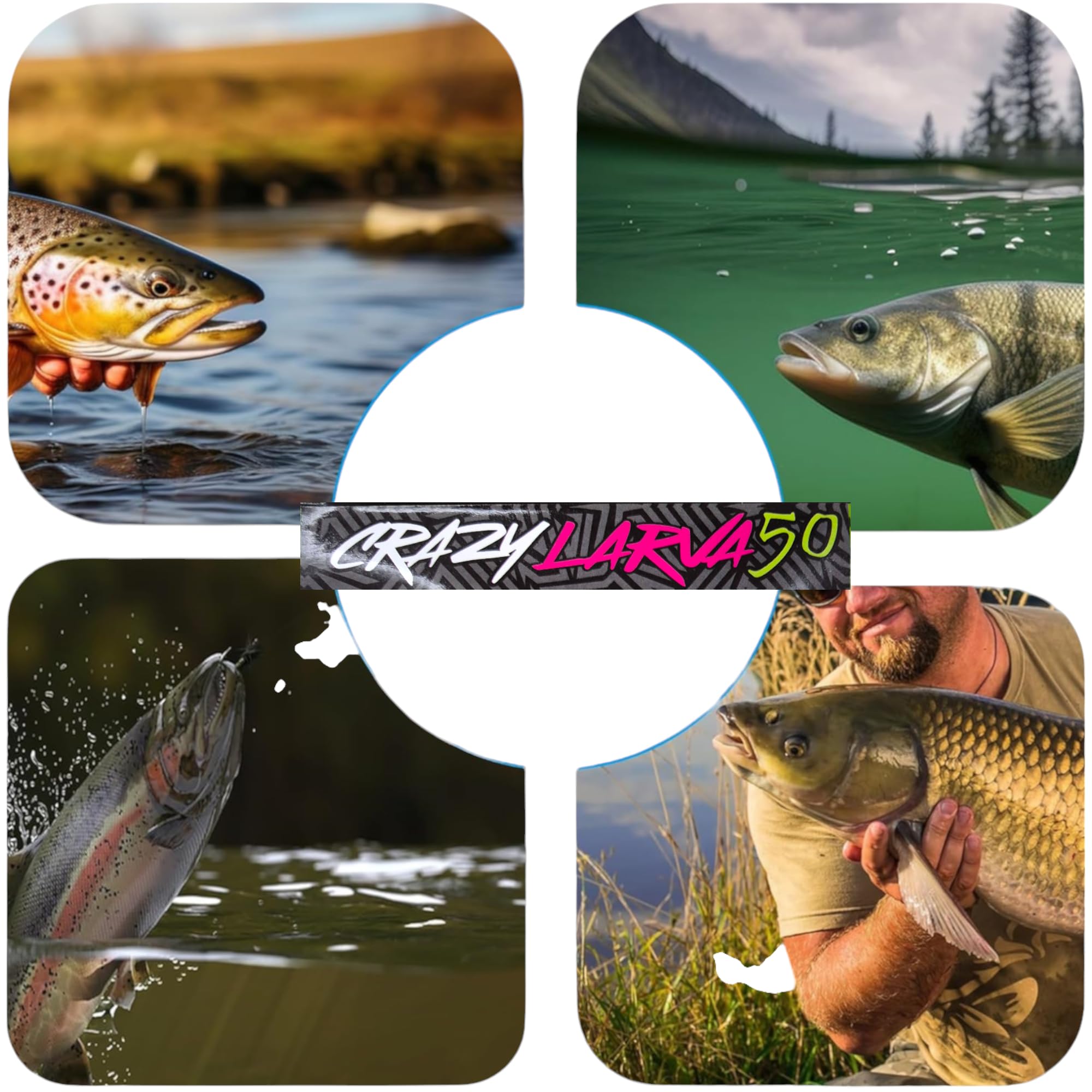 Larva Set di esche da pesca in gomma, 5 pezzi x 50 mm, esche in gomma per trote, luccio e luccioperca, pesce gatto e pesce persico – set da pesca per acqua dolce e salata