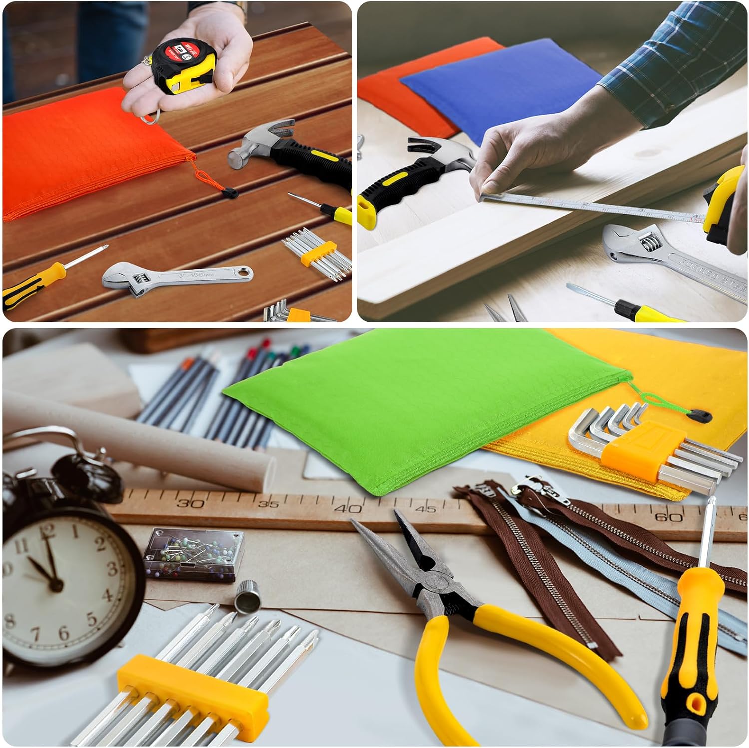 Lothee 114 Pcs Christmas Men Gifts Bulk Mini Tool Kit with Tool Bags Mini Tape Screwdriver Keychain Double Screw Drive Bits for Men Christmas Gifts Birthday Adult (Colorful)