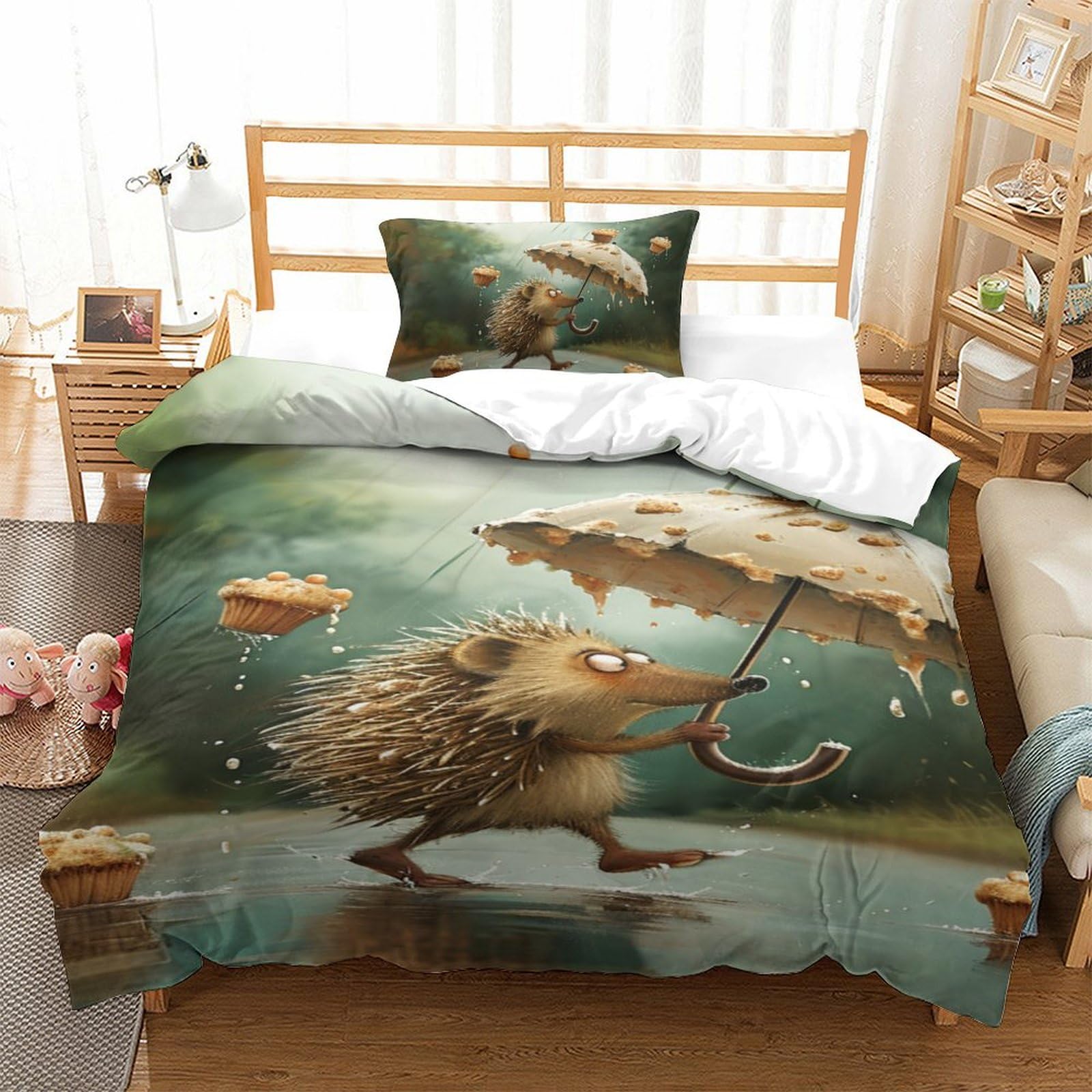 Housse de couette hérisson 3D super douce linge de lit microfibre chaleureux