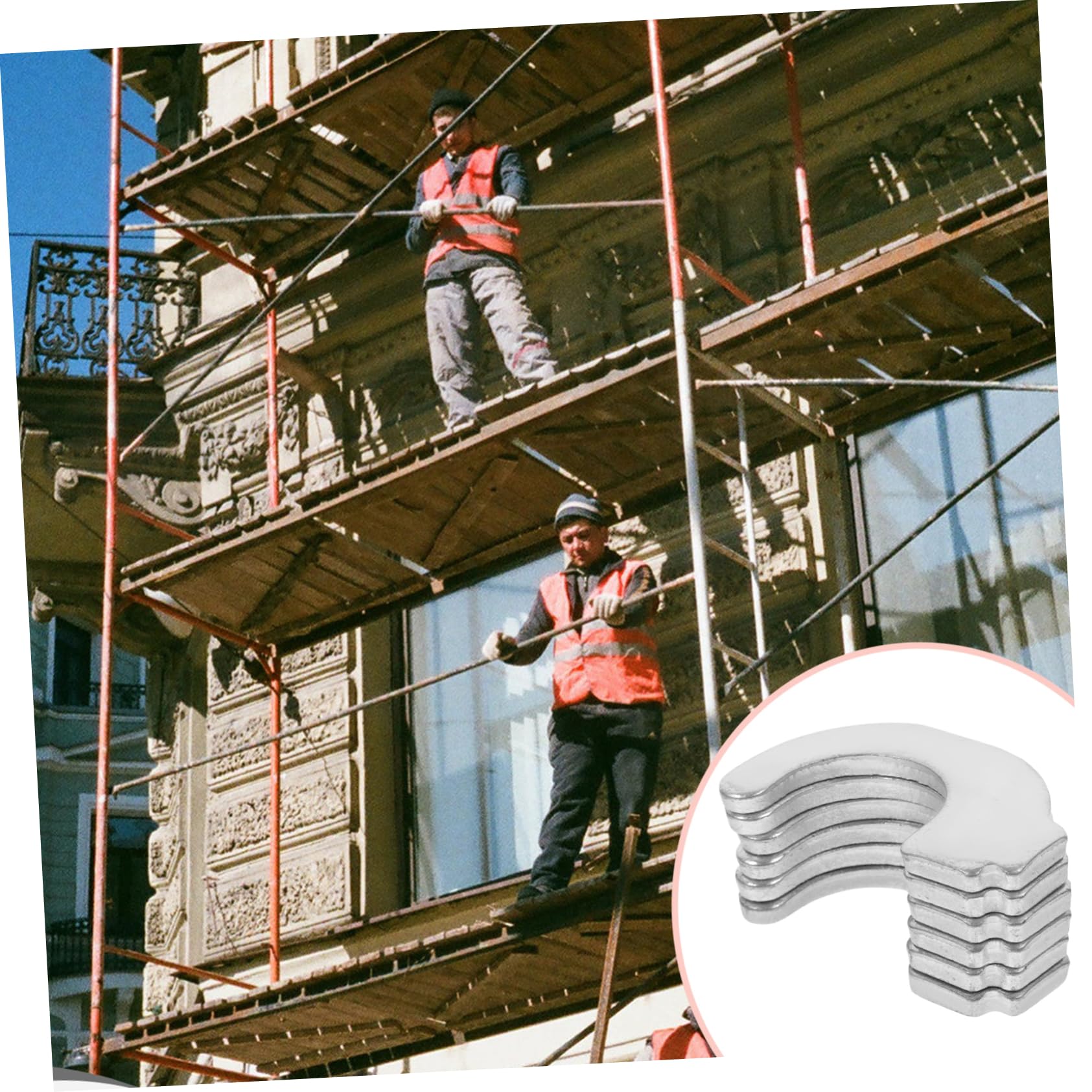 Gerüststufenhalterungen 6 Stück aus Verzinktem Eisen, Silber