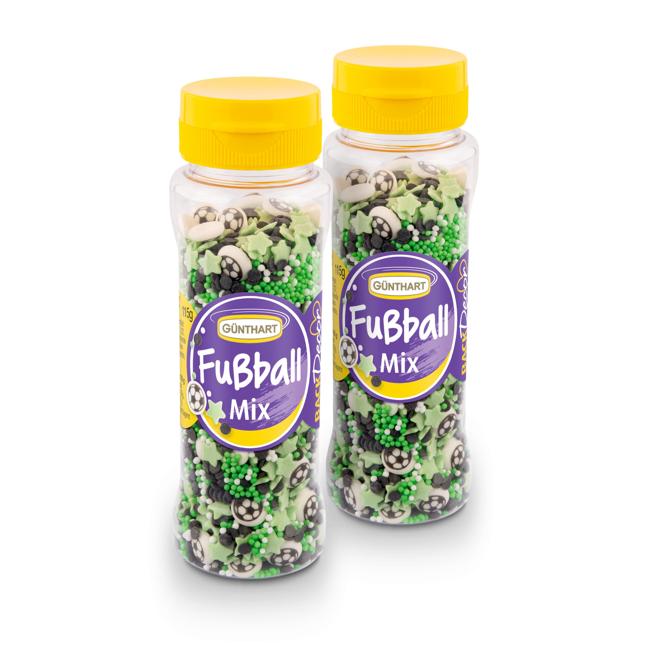 Günthart EM 2024 Fußball Mix Streusel 115g im 2er Set, Fussball Streusel zum Backen von Cupcakes & Muffins, Backdekorationen ideal für EM-Partys, Geburtstage, Taufen oder Einschulungen