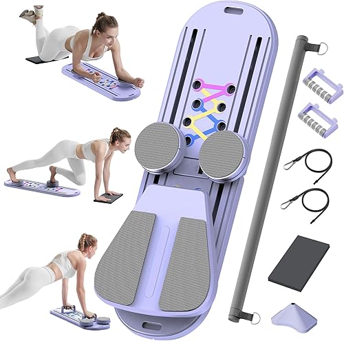 Miniatura 9 de Tabla de pilates, juego de reformador de pilates, máquina de pilates 15 en 1, tablero abdominal multifuncional para entrenamiento de oficina en