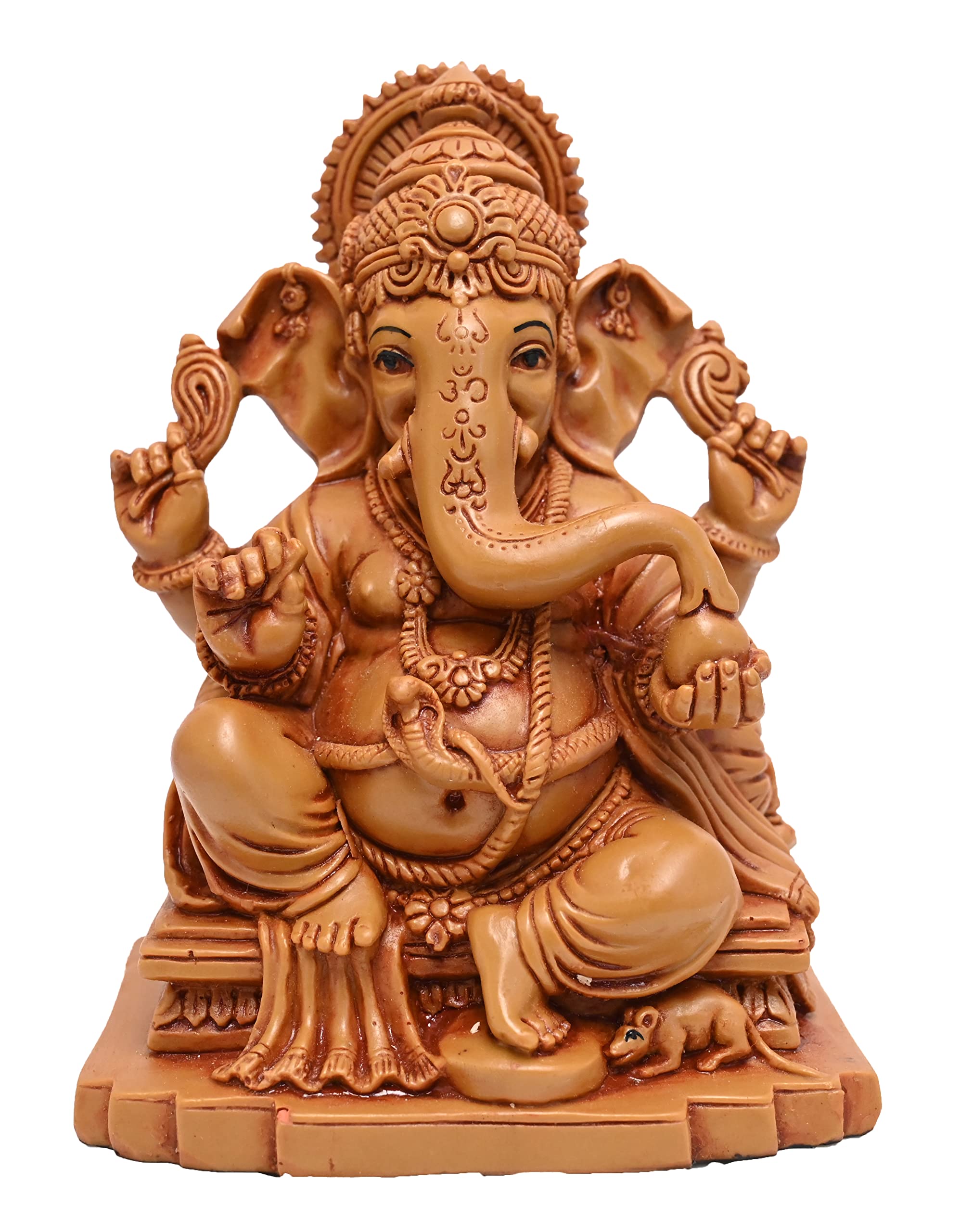 Ganesh Ji/Ganpati Bappa 5.5 Inches Idol Perfect For Home/Puja Ghar/Decoration & Gifting (7 X 10 X 14 Cm) D0067, Brown
