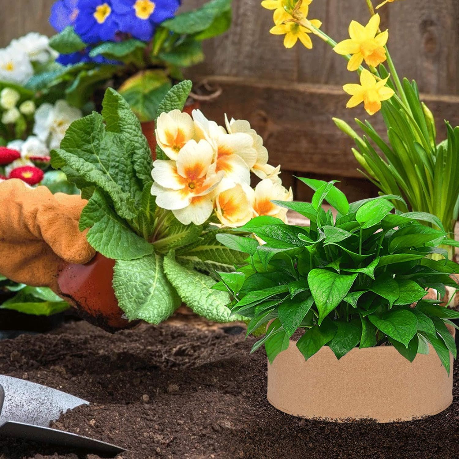 2PCS Plant Grow Bags, 15Gallons Heavy Thickened Non Woven Fabric Garden Bed with Seedling Nursery Round Planting Container Garden Pot Bed for Flowers Vegetable Plants Fruits