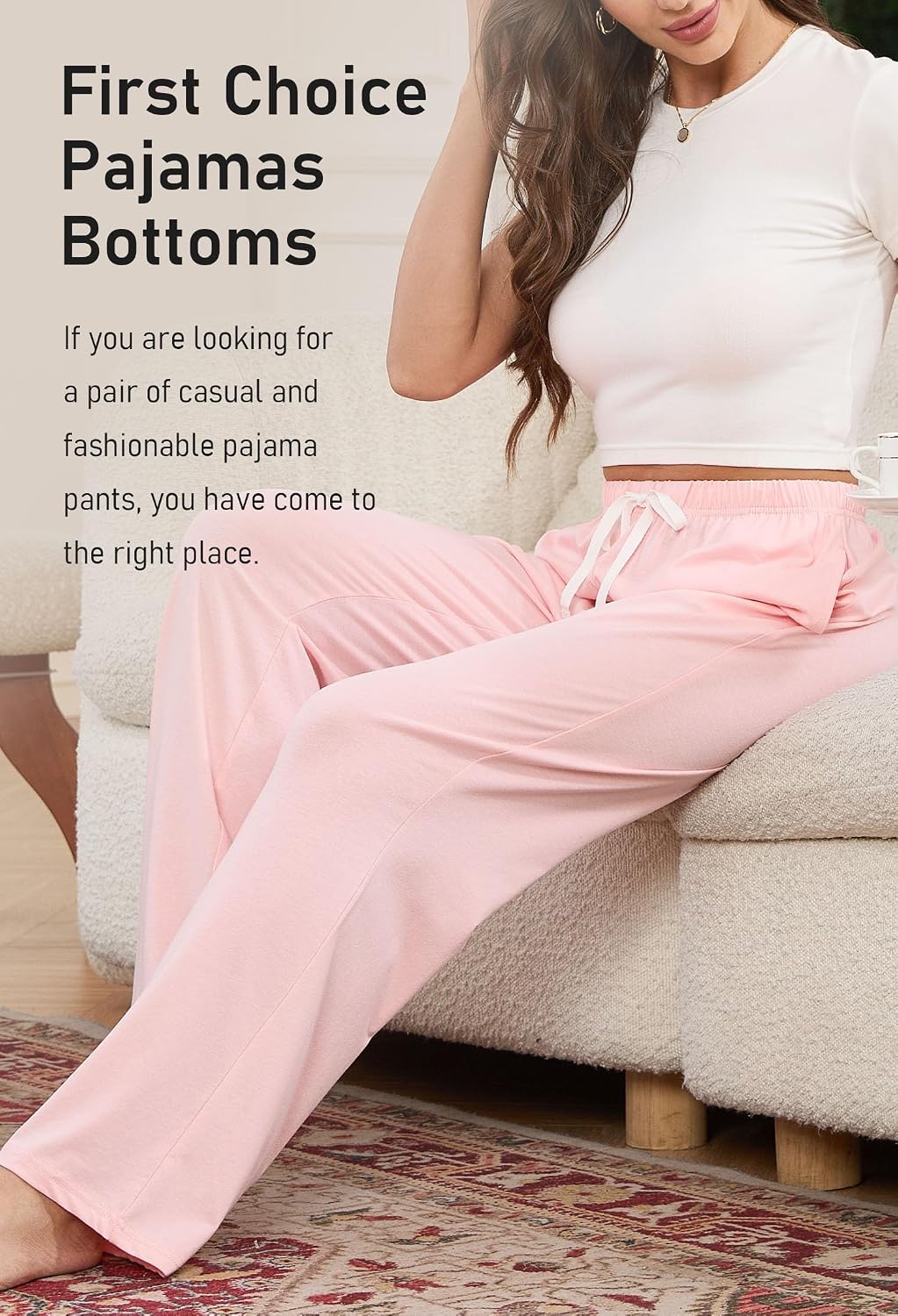 HEARTNICE Womens Cotton Pajama Pants Lightweight Soft Lounge Sleep Bottoms with Pockets