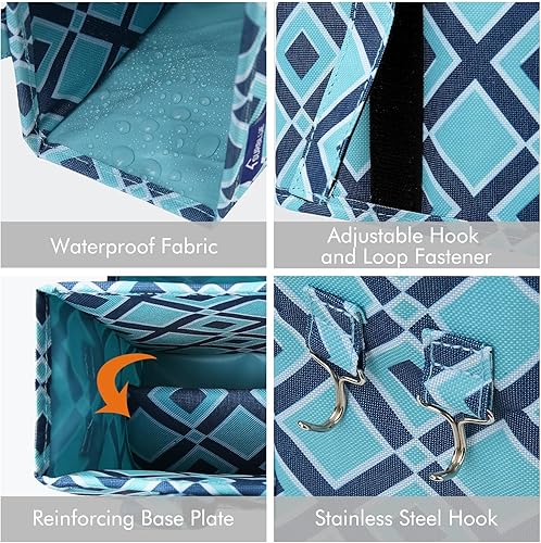 Miniatura 66 de Surblue - Organizador de cama colgante para mesita de noche, bolsa de almacenamiento, bolsillo para literas y camas de hospital, dormitorios Z-Zebra