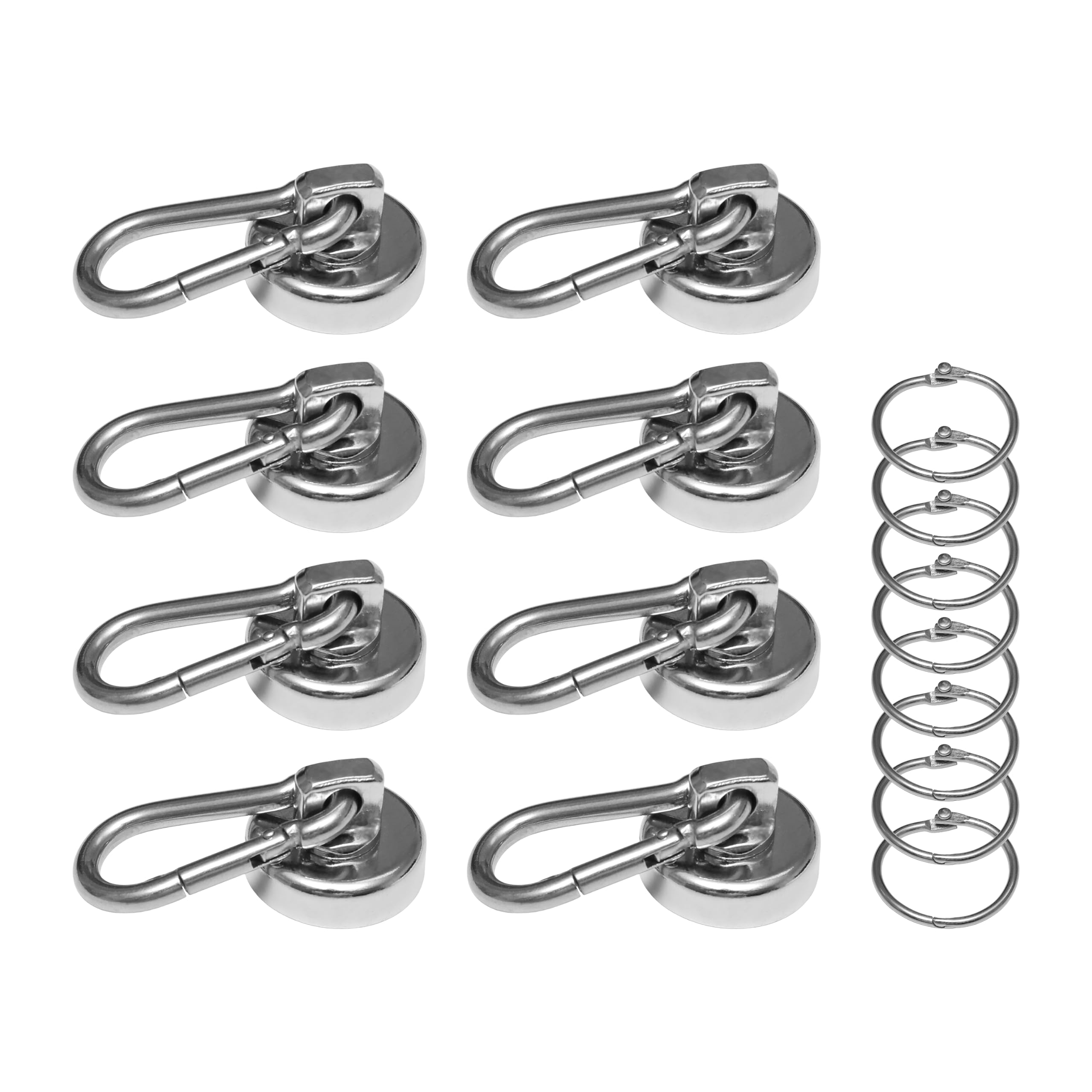 STEELMIGHT Magnetic Hooks 25mm Diameter 25KG Load Magnetic Hangers for Kitchen, Bathroom, Office & Warehouse 8pcs with 8 Rings