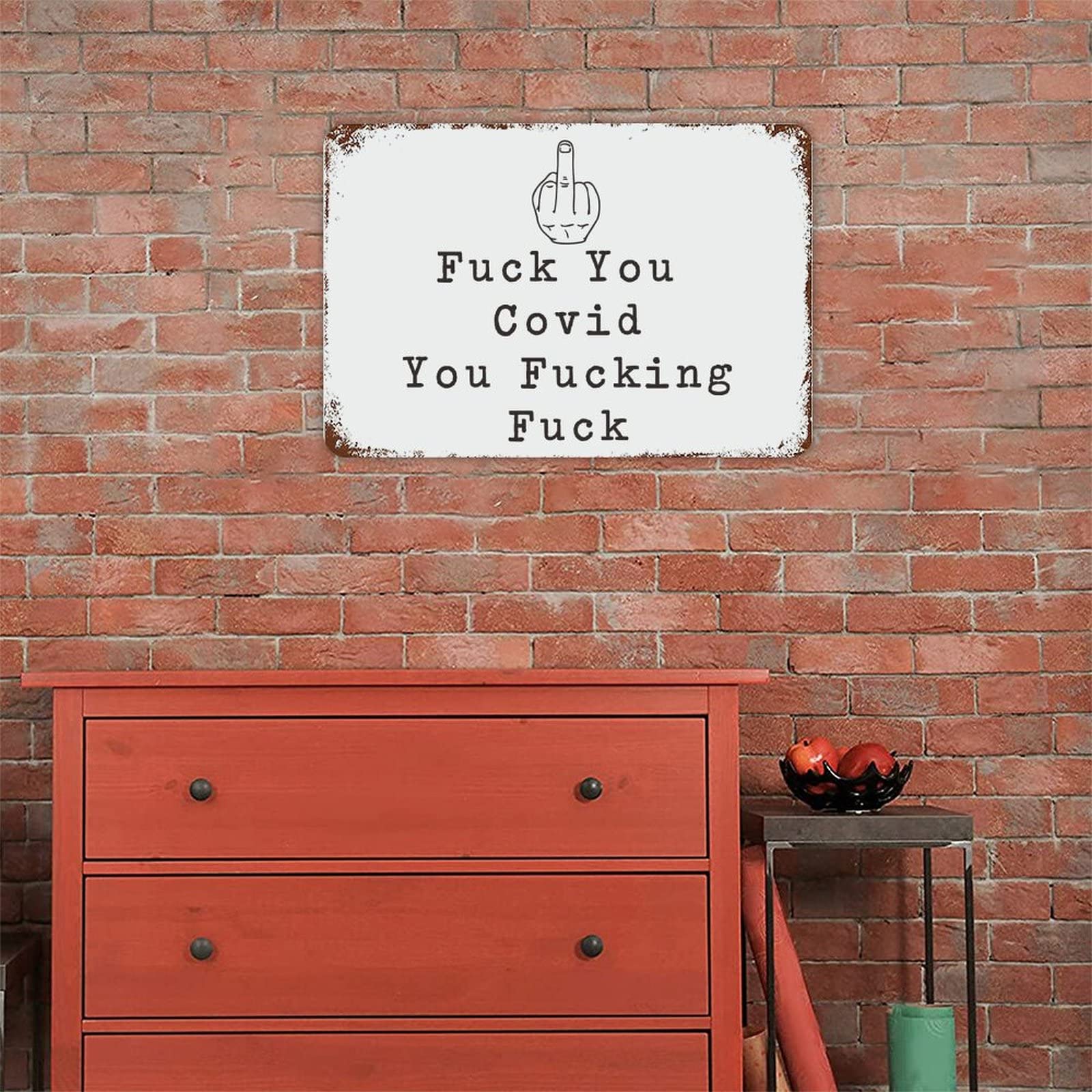 Amazon.com: Funny Vintage Metal Sign Fuck You Covid You Fucking