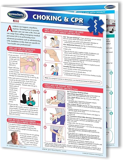 Choking & CPR Guide- First Aid Guide Quick Reference Guide by Permacharts