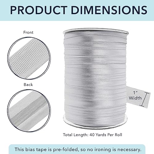 Miniatura 92 de Mandala Crafts Cinta al bies de un solo pliegue de 5/8 pulgadas para coser, acolchar, tuberías, dobladillo, manta y encuadernación de colcha, cinta