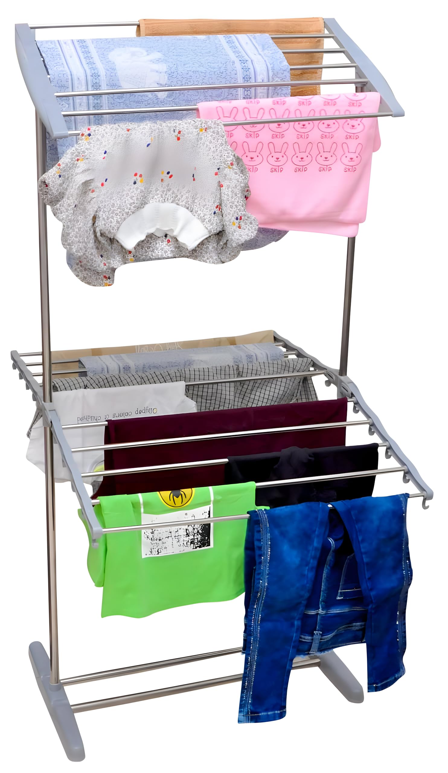 2-Layer Mobile Towel Rack on Wheels - Portable Rolling Towel Rack for Homeowners, Apartment Dwellers, Hotels, Gyms, and Laundry Rooms - Adjustable Two-Tier Towel Storage Solution 2