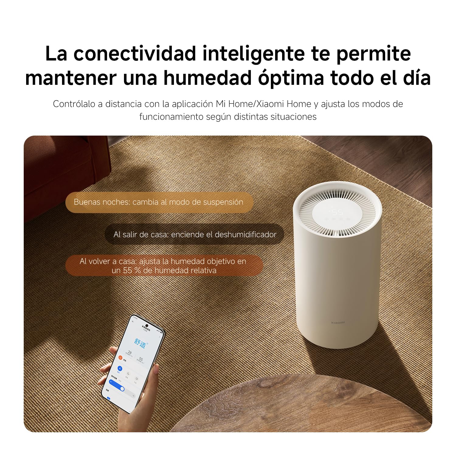 Xiaomi Smart Dehumidifier 13L, Deshumidificador Eléctrico Silencioso | Deshumidificador inteligente 13L/día con modo ropa y modo noche de 34dB. Deshumidificador de interiores para el hogar.