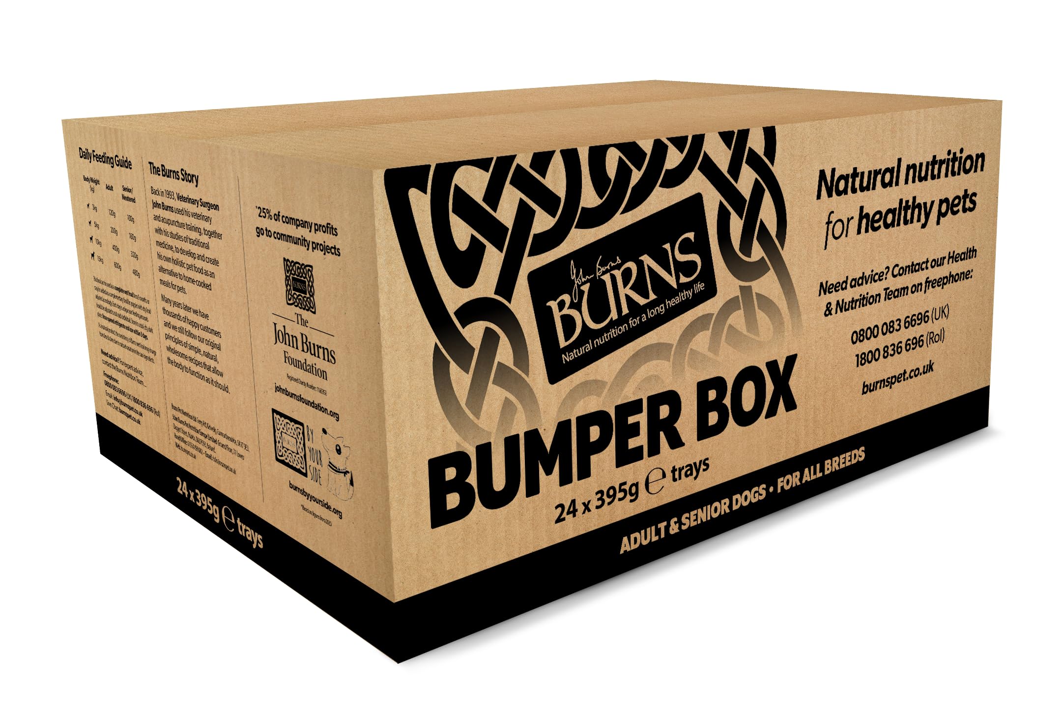 Burns Pet Nutrition Wet Dog Food For Adult & Senior Dogs – 24 x 395g Variety Box (8 x Free-range chicken, 8 x Wholesome Turkey, 4 x Hearty Lamb, 4 x Wild Fish)