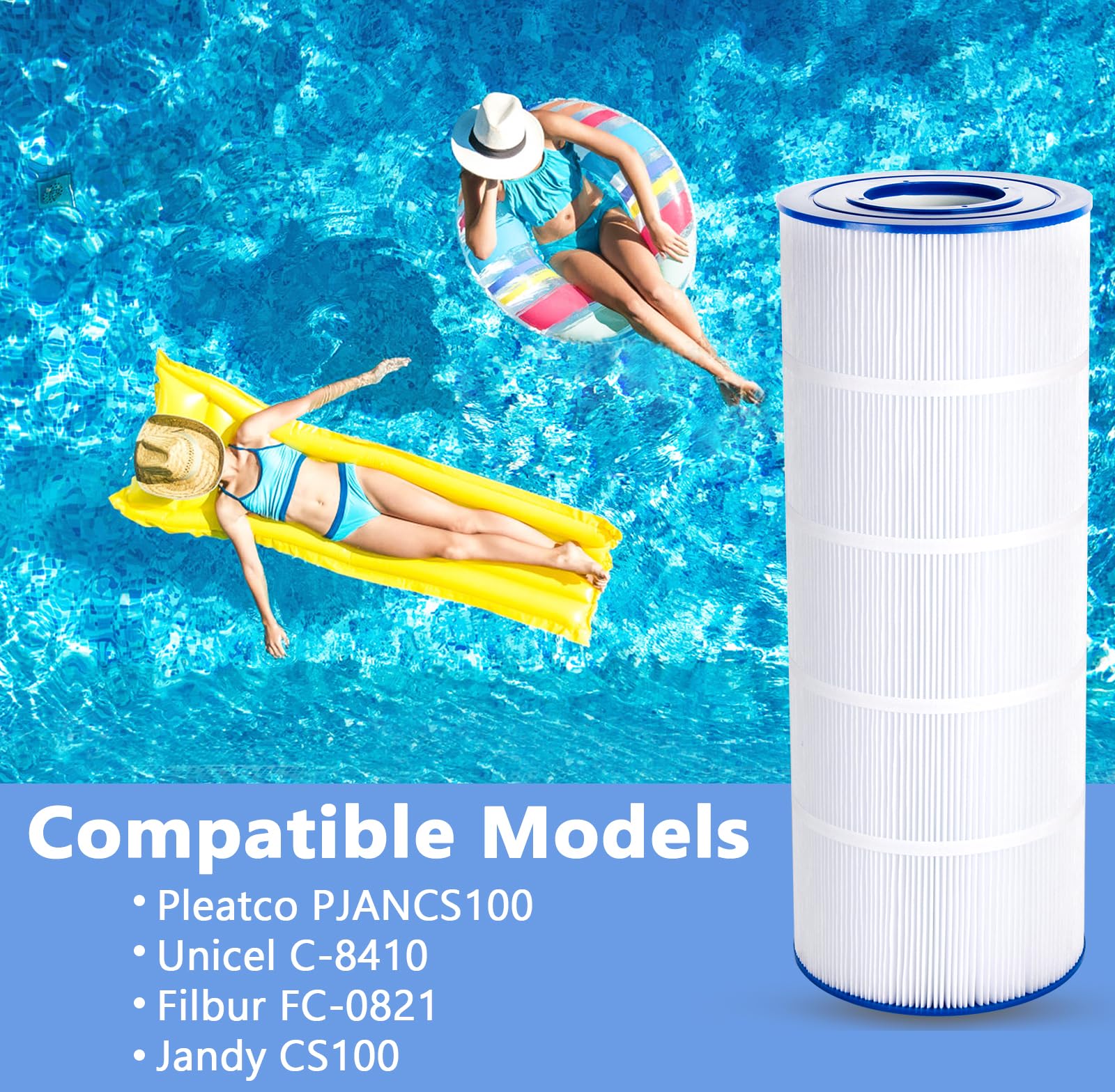 Poolfilterkartusche CS100 – Kompatibel Mit Jandy CS100, 100 M² Filterfläche, 60 Cm Lang
