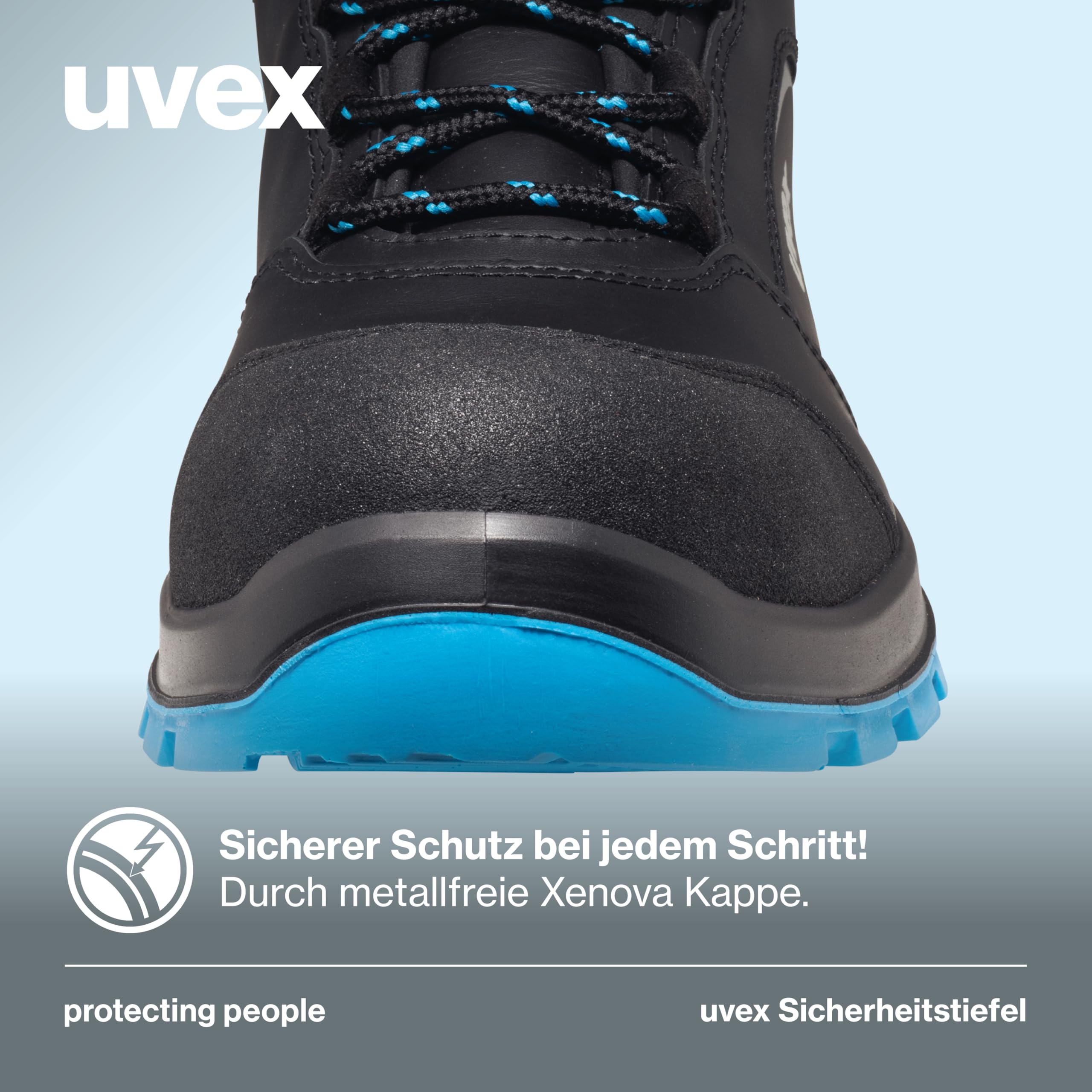 Uvex 2 xenova Sicherheitsstiefel S3 SRC, Schnürstiefel, Arbeitsschuhe für Herren, Schwarz/Grün