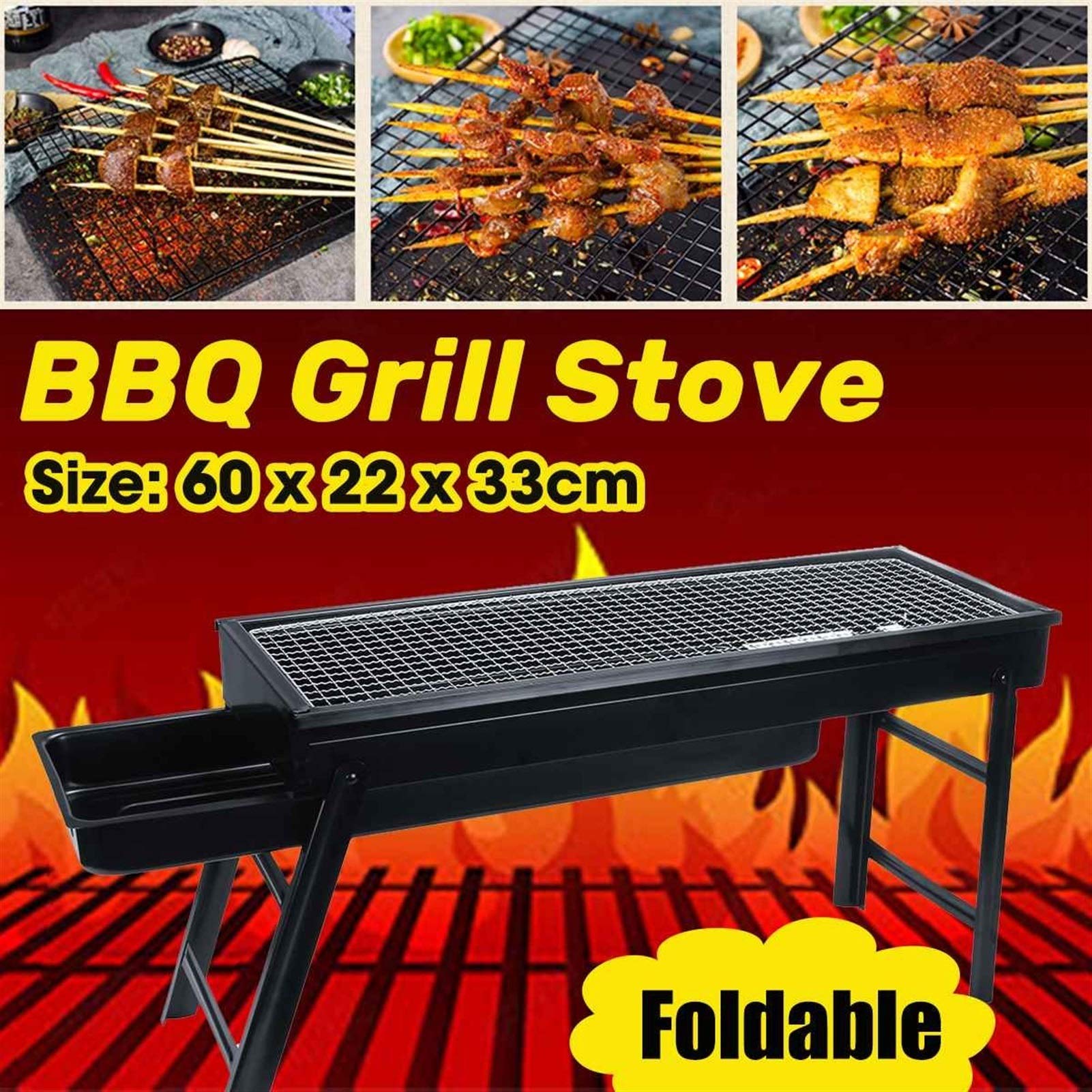Biurko do grilla Czarny Przenośny grill węglowy ze stali nierdzewnej Składany grill Premium dla miłośników kempingów na świeżym powietrzu Miłośnicy grilla Park turystyczny Plaża Dziki Grill stołowy