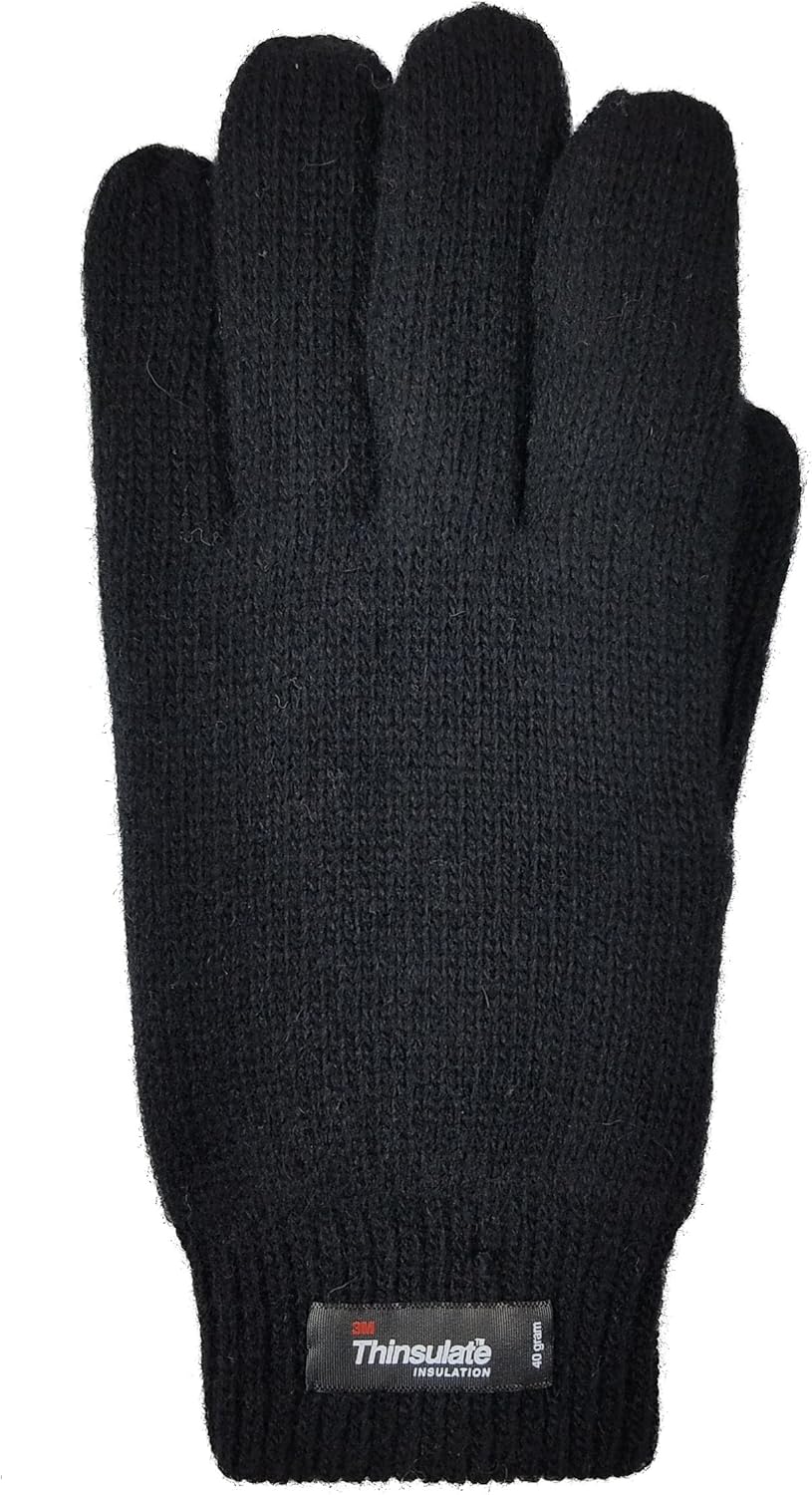 BRUCERIVER Men Pure Wool Knit Gloves with Thinsulate Lining and Elastic Rib Cuff - Image 2