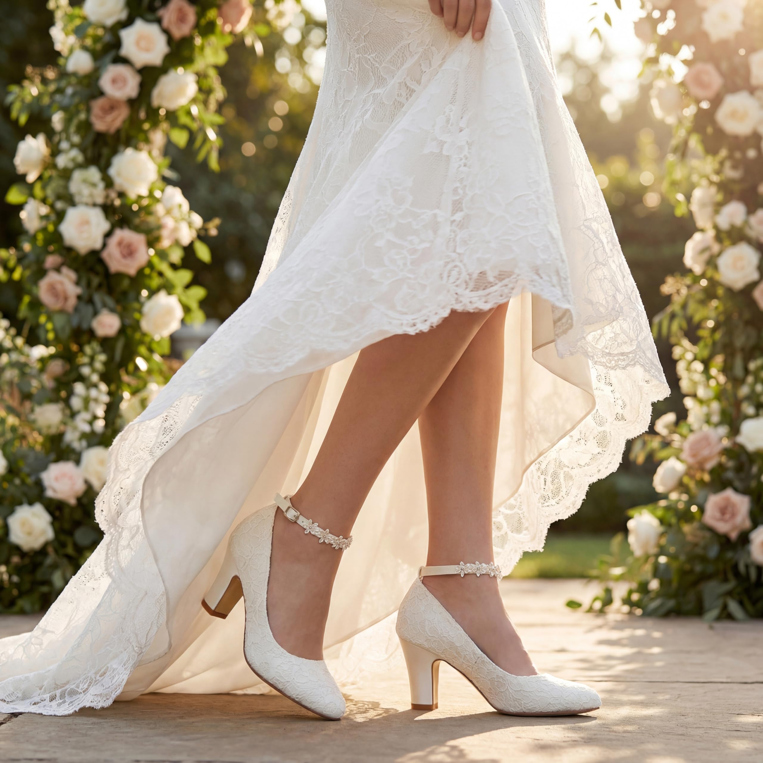 Zapatos de Novia JIAJIA 62311A Tacón Grueso 7cm Satén Flores Boda