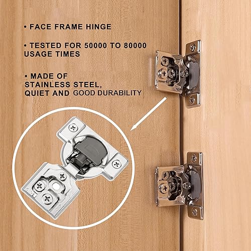 Miniatura 3 de Redunest Bisagras de gabinete de cierre suave superpuestas de 34 pulgadas, paquete de 20 bisagras de cierre lento suave para armarios de cocina,