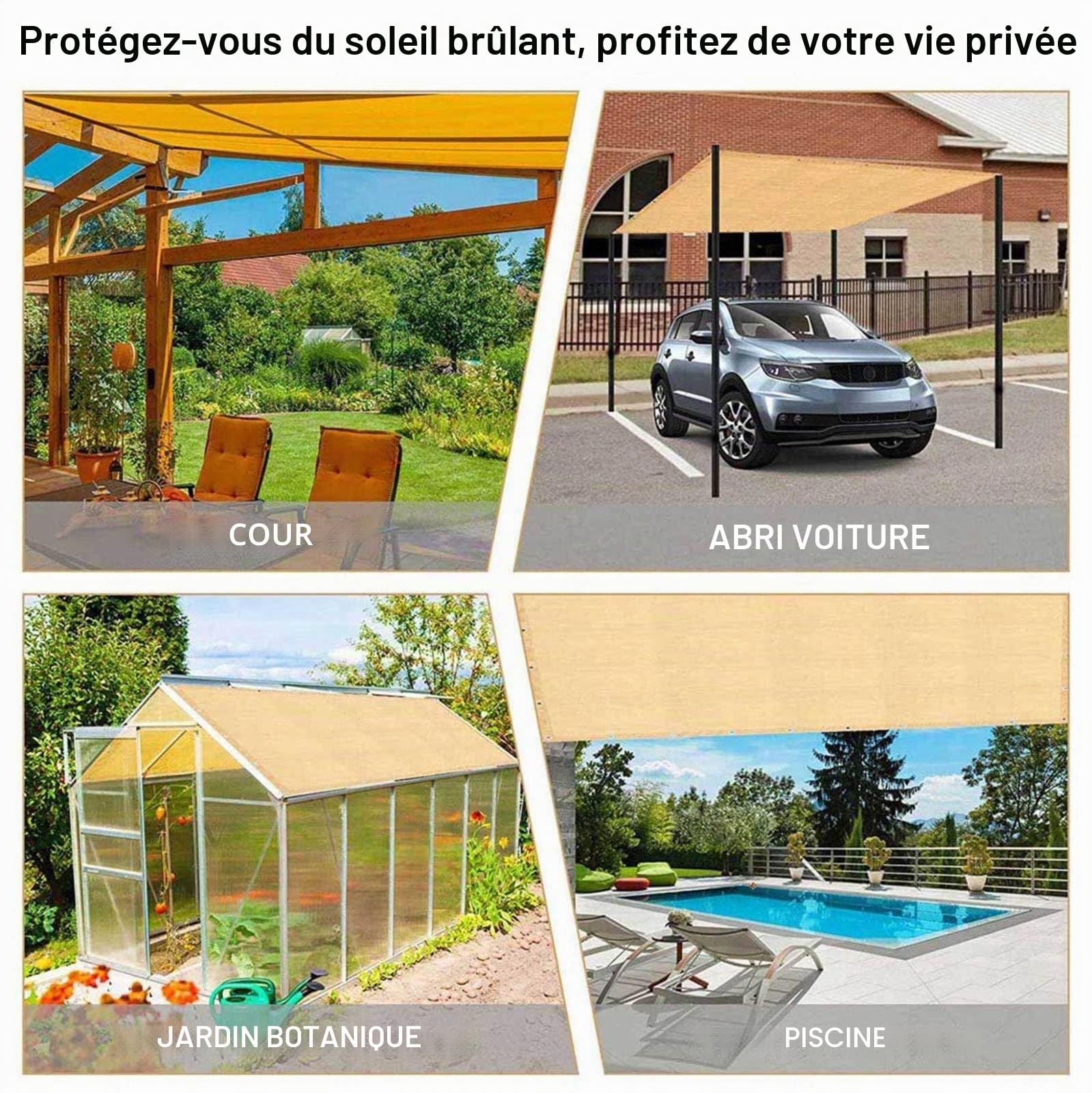 Voile D'Ombrage 4x3 Imperméable Toile Ombrage 4x3 Rectangulaire Toile Pergola Universelle Rideau pour Pergola, 3x4m Blanc Résistant à l'Eau