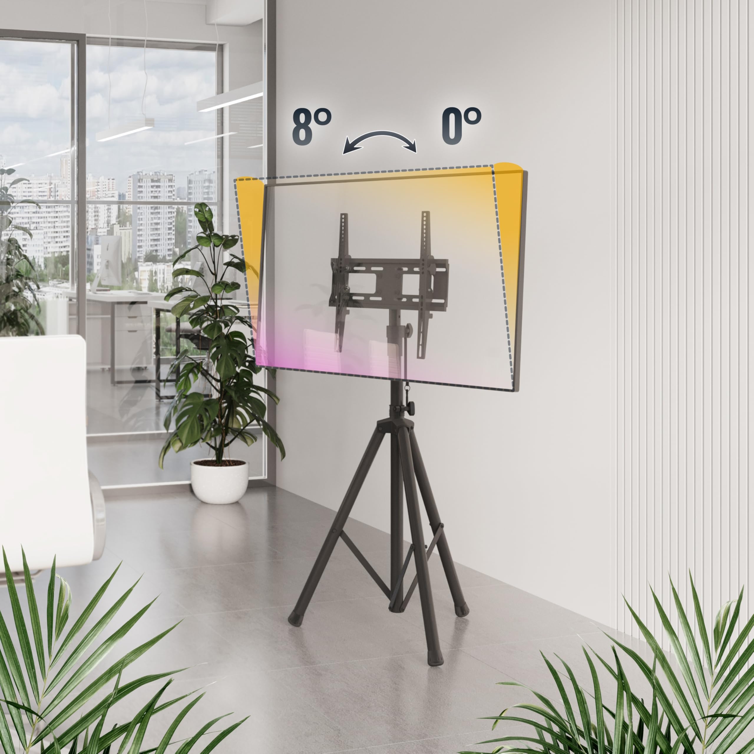 RICOO Soporte TV Base de pie Pedestal Suelo Televisión 32-55" (81–140cm) FS0844 Tripode Inclinable Televisor LED/LCD VESA 200x200-400x400