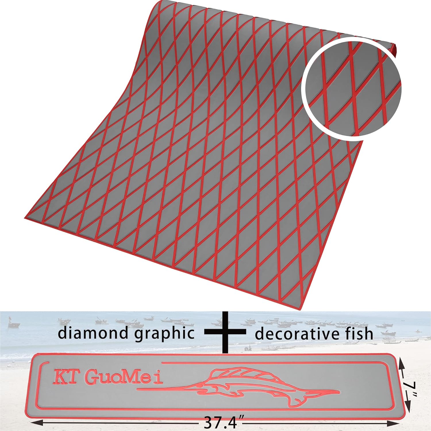 94.5"× 37.8" EVA Foam Boat Decking Sheet Faux Teak Decking Self-Adhesive Marine Yacht RV Swimming Pool Boat Flooring Motorboat Non-Skid