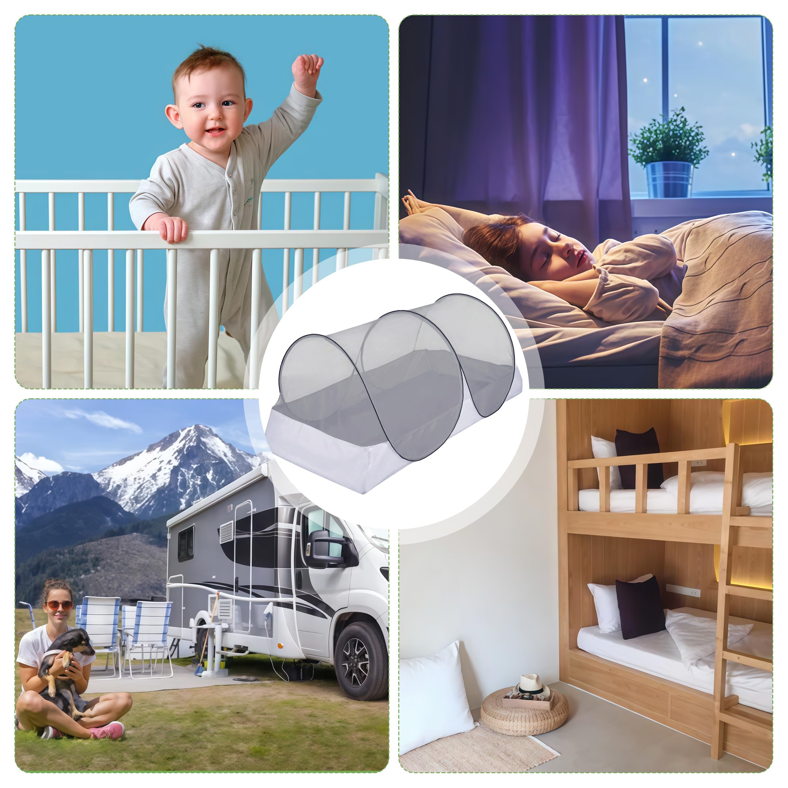 Moustiquaire pour lit, 200 x 100 x 73 cm, pour Enfants, Bureau, Camping en Plein air, Facile à Ranger