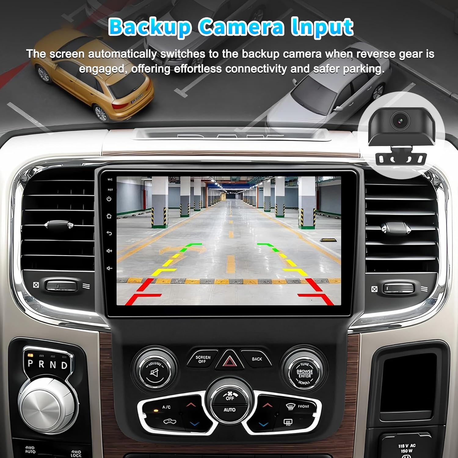 Car Radio for Dodge RAM 1500/2500/3500 Android 13 2 + 64G Car Stereo 2013-2018 Auto AC Only | 9" IPS Touch Screen | Wireless CarPlay/Android Auto | Bluetooth 5.0 | GPS Navigation | AM/FM Radio | SWC
