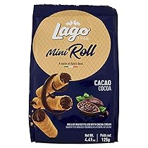 Lago 1968, Mini Roll 125g, Cannoli di Wafer Ripieni di Crema Cacao 66%