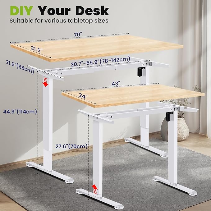 Base de Escritorio Eléctrica Ajustable farexon, Patas para Mesa de Pie, Blanco miniatura 3