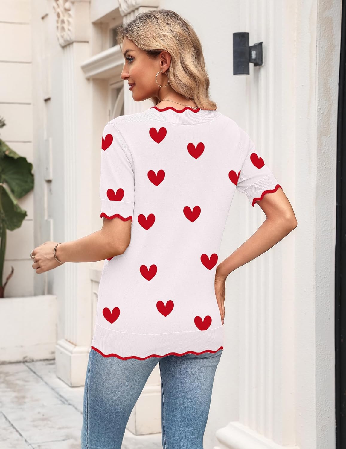 Zeagoo Women's Short Sleeve Sweater 2026 Spring Summer V Neck Lightweight Tops Dressy Blouses Business Casual Outfits - Image 3