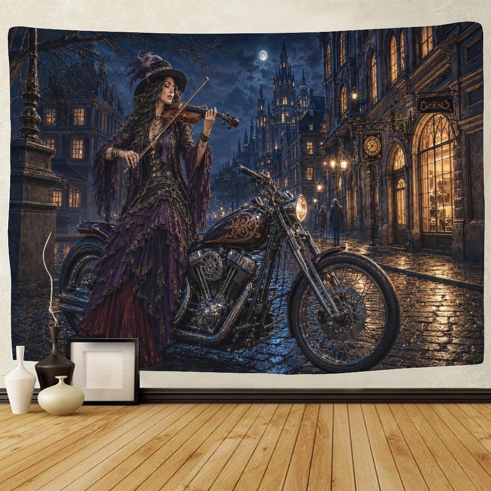ASDFGHJKLZA Victorian Gothic Violinist Wall Art Decor 3D Print Wall Tapestry Tapestries Poster Curtain Bedroom College Dorm 150cmx200cm