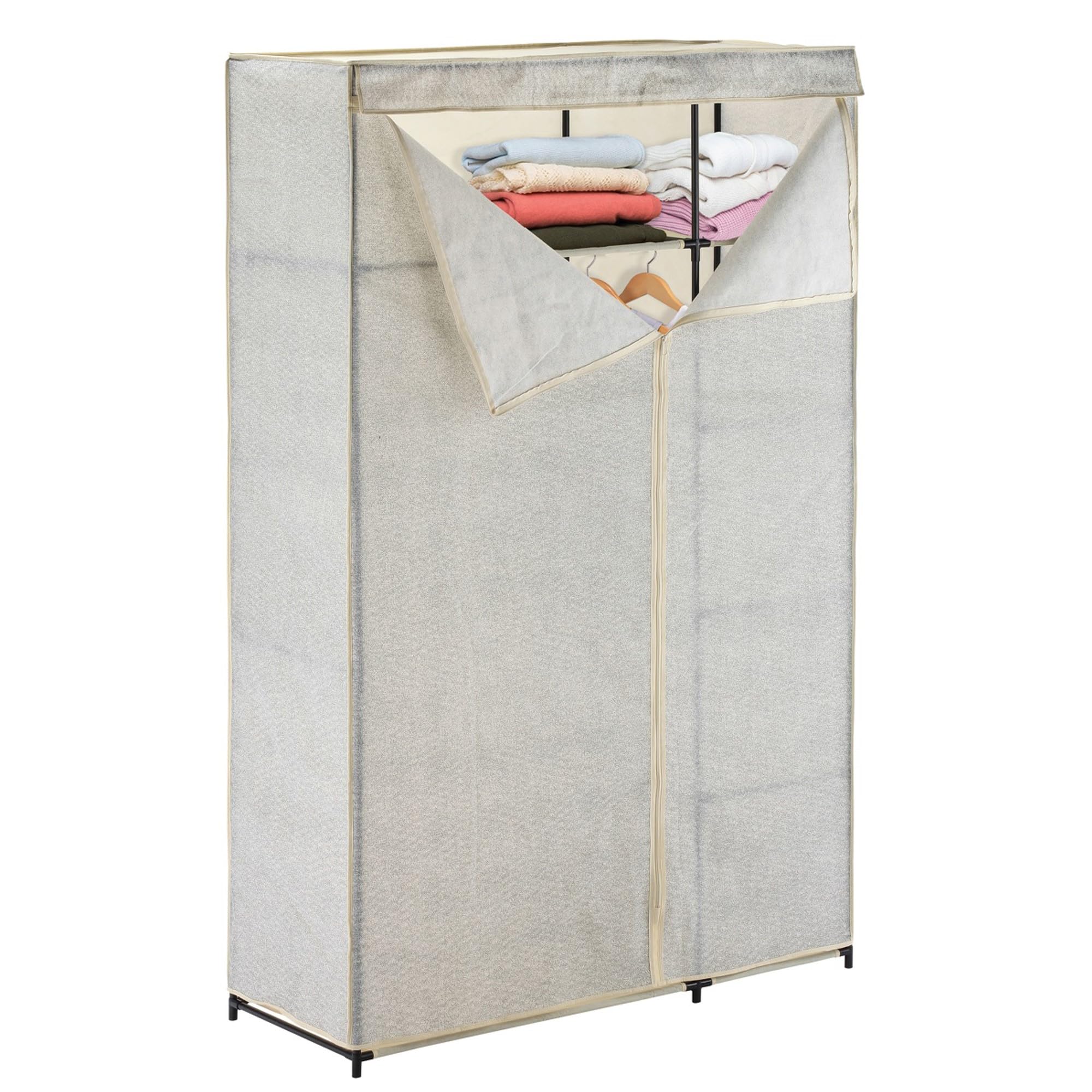 Well Home Armario de Tela Plegable XL con Barra para Colgar Ropa - 110x174,5x45 cm