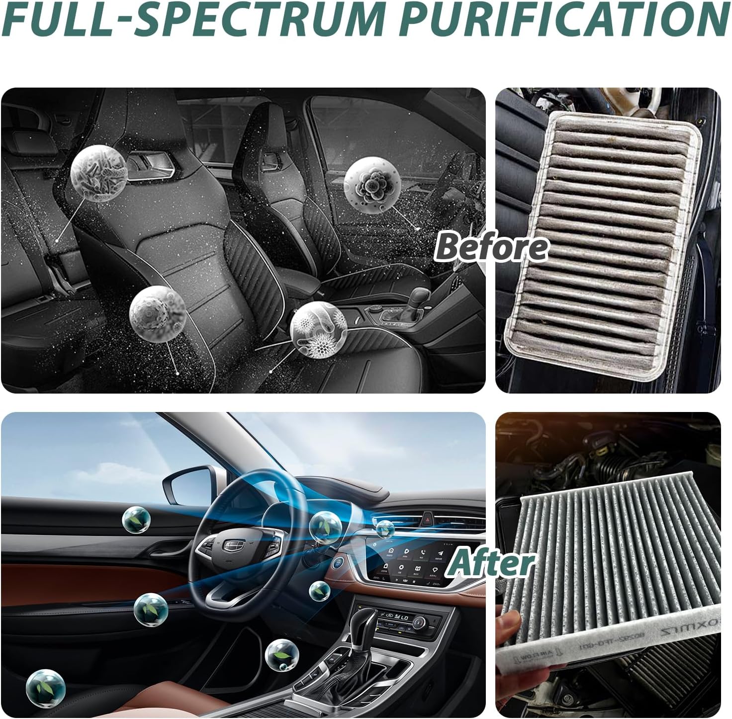 Engine & Cabin Air Filter Kit Compatible with Acura RDX 2019-2025 Replace# 17220-5MS-H00, CA12605, 80292-TF0-G01