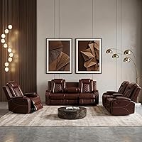 Vista 11 de Juego de sofá reclinable eléctrico de cuero con LED, juego de muebles de sala de estar, juego de sofá de cuero con puerto USB, consola