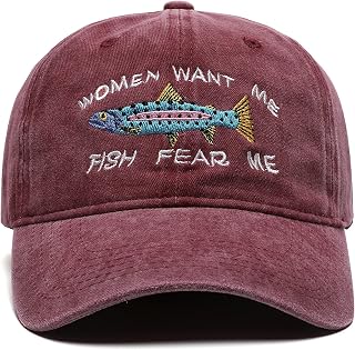 OCIOVAN Baseball Caps for Men Women, Embroidered Women Want Me Fish Fear Me Embroidery Adjustable Trucker Hat