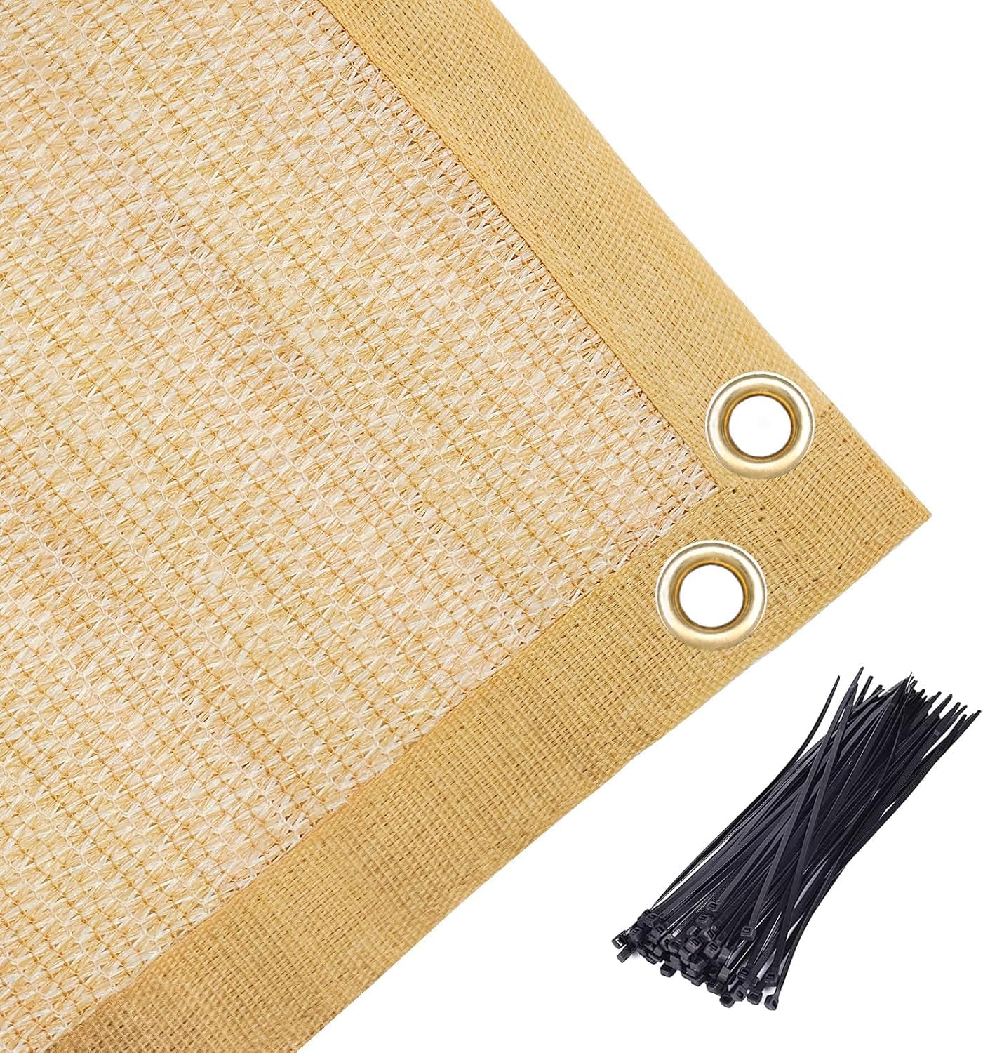Amagenix 90% Pergola Shade Cover 8'X 24' Sand Sun Shade Cloth with Grommets GN02 for Outdoor Garden Patio Porch, Commercial Grade 200 GSM - Cable Zip Ties Included (We Customized)