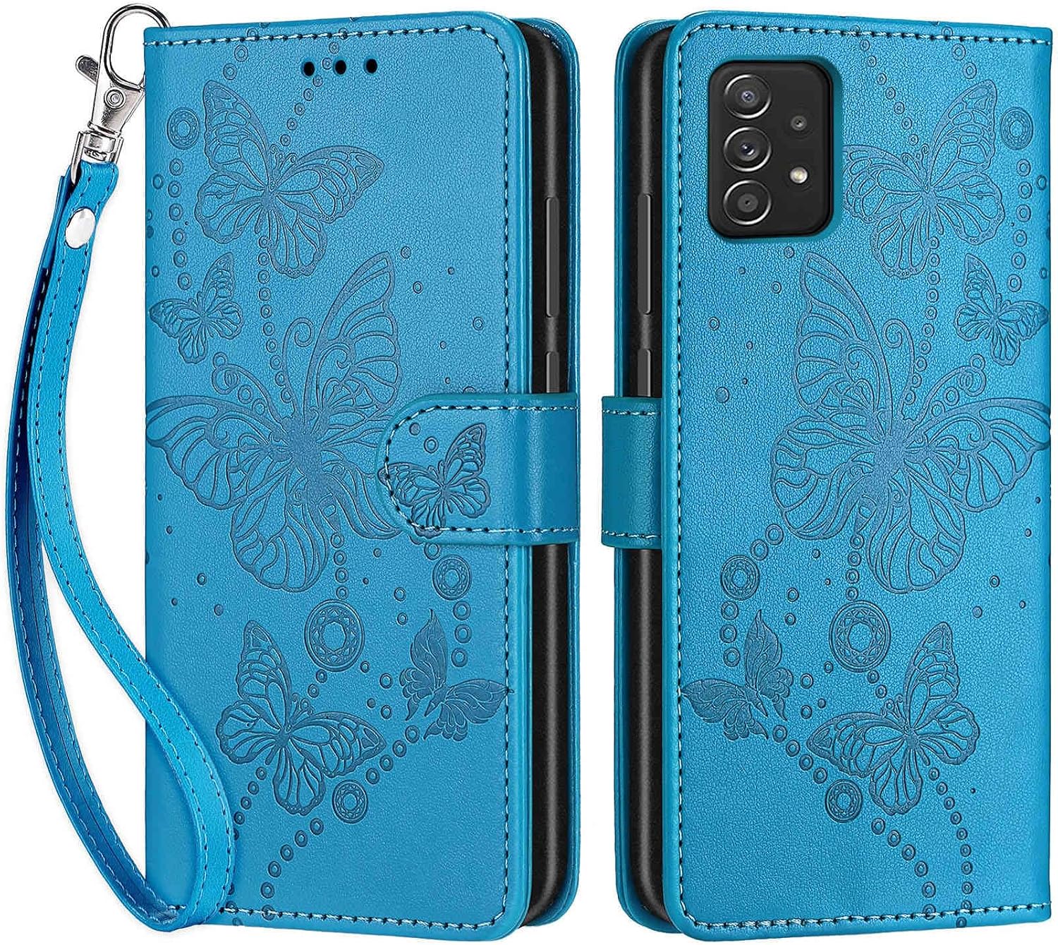 Wallet Case for Samsung Galaxy A53 5G, Blue Butterfly image 3