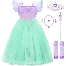 JerrisApparel Little Mermaid Costume For Girls Princess Dress Cosplay Role Play Outfit Accessories
