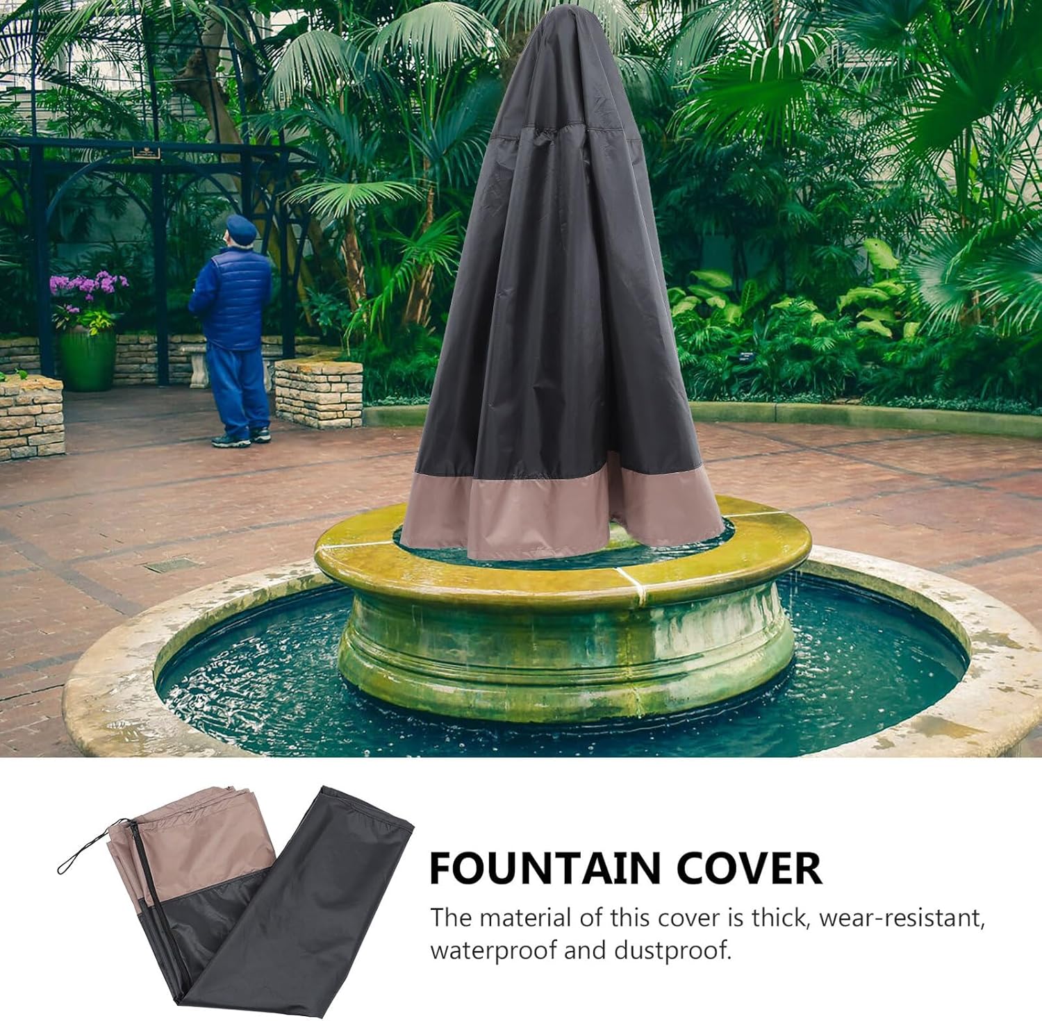 Garden Fountain Cover with Silver Coating Outdoor Protector for Bird Baths and Statues Weather-resistant Dustproof Shield for Winter Use Lightweight and Portable