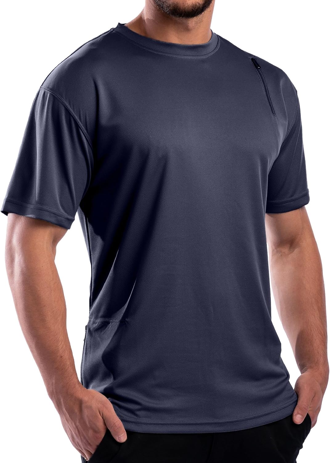 SCOTTeVEST Short Sleeve Performance T-Shirt for Men - 3 Hidden Pockets - Moisture Wicking Shirt for Travel & More